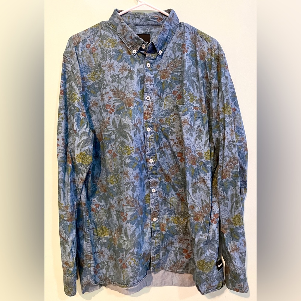 Barney Cools Designer Streetwear Men’s casual button down Floral dress shirt